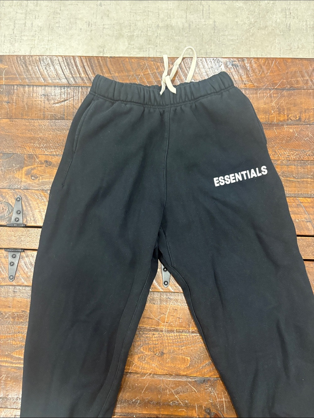 Essentials mens Black Jogger Sweatpants with White Logo